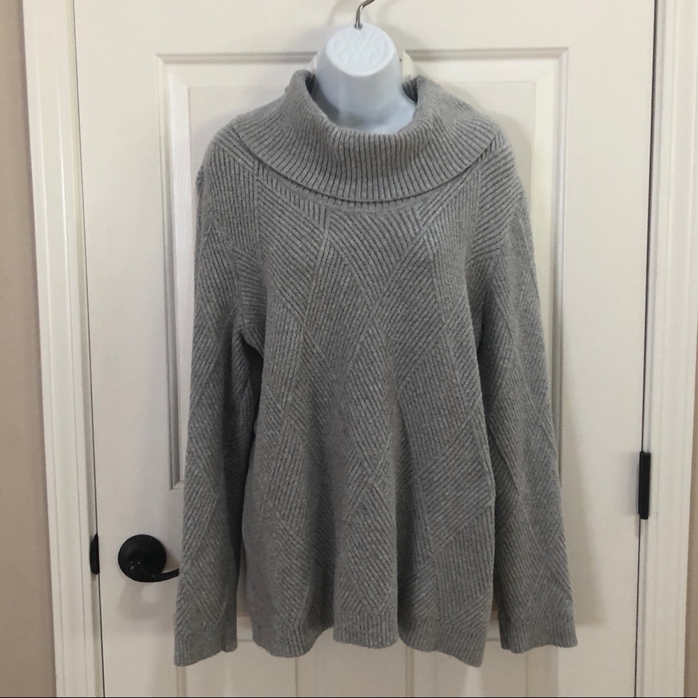 Gray Cowl Pullover Sweater